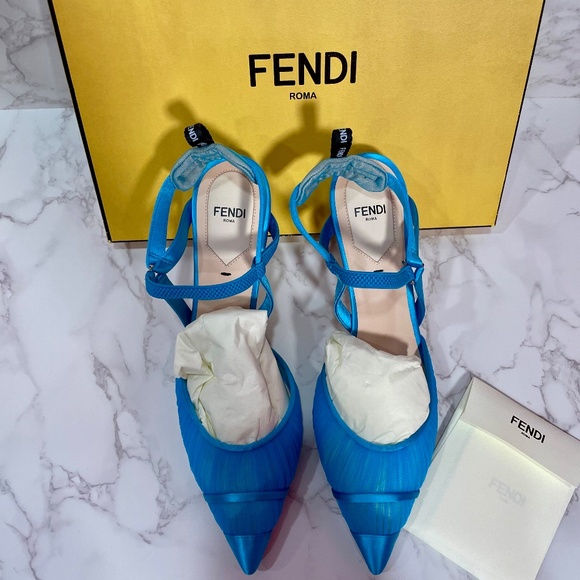 FENDI Blue Tulle Slingback - Picture 3 of 15